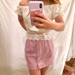 💫lavender button up skirt WITH POCKETS